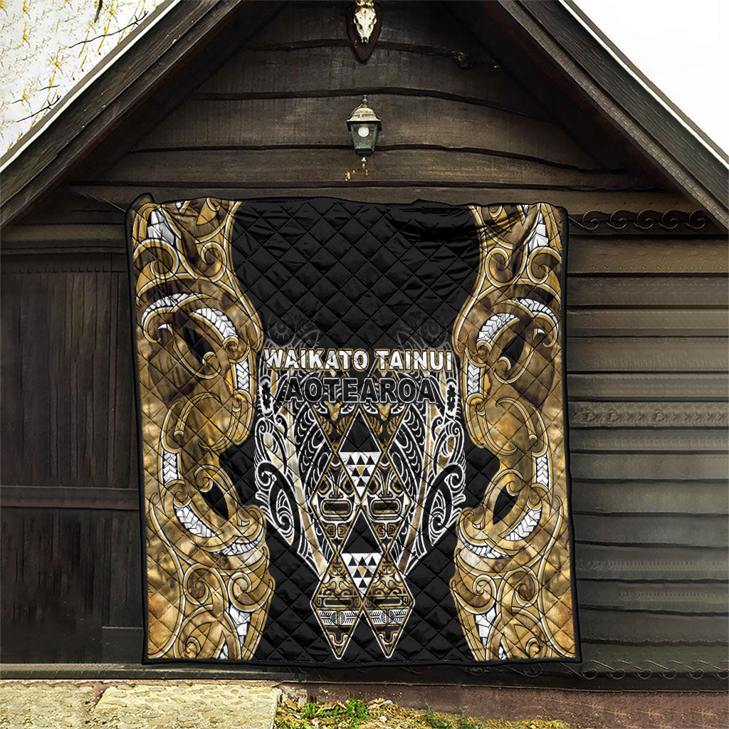 Aotearoa Waikato Tainui Quilt Maori Light Gold Tribal Paua Shell Pattern