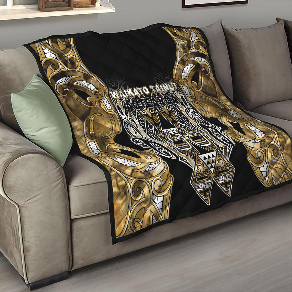 Aotearoa Waikato Tainui Quilt Maori Light Gold Tribal Paua Shell Pattern