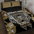 Aotearoa Waikato Tainui Quilt Bed Set Maori Light Gold Tribal Paua Shell Pattern