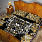 Aotearoa Waikato Tainui Quilt Bed Set Maori Light Gold Tribal Paua Shell Pattern