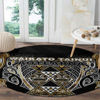 Aotearoa Waikato Tainui Round Carpet Maori Light Gold Tribal Paua Shell Pattern