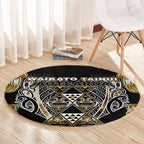 Aotearoa Waikato Tainui Round Carpet Maori Light Gold Tribal Paua Shell Pattern