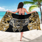 Aotearoa Waikato Tainui Sarong Maori Light Gold Tribal Paua Shell Pattern