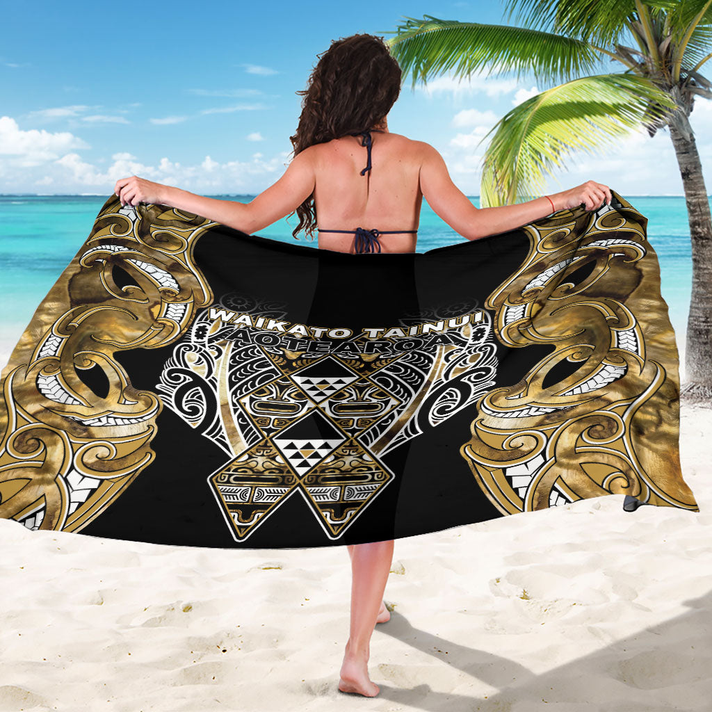 Aotearoa Waikato Tainui Sarong Maori Light Gold Tribal Paua Shell Pattern