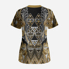 Aotearoa Waikato Tainui Scrub Top Maori Light Gold Tribal Paua Shell Pattern