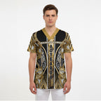 Aotearoa Waikato Tainui Scrub Top Maori Light Gold Tribal Paua Shell Pattern