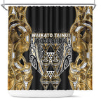 Aotearoa Waikato Tainui Shower Curtain Maori Light Gold Tribal Paua Shell Pattern