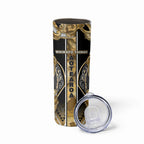 Aotearoa Waikato Tainui Skinny Tumbler Maori Light Gold Tribal Paua Shell Pattern