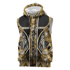 Aotearoa Waikato Tainui Sleeveless Hoodie Maori Light Gold Tribal Paua Shell Pattern