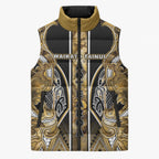 Aotearoa Waikato Tainui Sleeveless Puffer Jacket Maori Light Gold Tribal Paua Shell Pattern