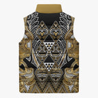 Aotearoa Waikato Tainui Sleeveless Puffer Jacket Maori Light Gold Tribal Paua Shell Pattern
