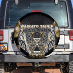 Aotearoa Waikato Tainui Spare Tire Cover Maori Light Gold Tribal Paua Shell Pattern