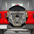 Aotearoa Waikato Tainui Spare Tire Cover Maori Light Gold Tribal Paua Shell Pattern