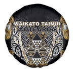 Aotearoa Waikato Tainui Spare Tire Cover Maori Light Gold Tribal Paua Shell Pattern