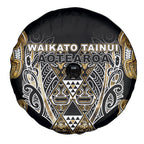 Aotearoa Waikato Tainui Spare Tire Cover Maori Light Gold Tribal Paua Shell Pattern