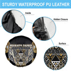 Aotearoa Waikato Tainui Spare Tire Cover Maori Light Gold Tribal Paua Shell Pattern