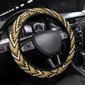 Aotearoa Waikato Tainui Steering Wheel Cover Maori Light Gold Tribal Paua Shell Pattern