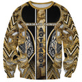 Aotearoa Waikato Tainui Sweatshirt Maori Light Gold Tribal Paua Shell Pattern
