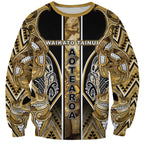 Aotearoa Waikato Tainui Sweatshirt Maori Light Gold Tribal Paua Shell Pattern