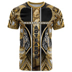 Aotearoa Waikato Tainui T Shirt Maori Light Gold Tribal Paua Shell Pattern