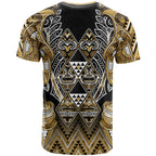 Aotearoa Waikato Tainui T Shirt Maori Light Gold Tribal Paua Shell Pattern