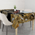 Aotearoa Waikato Tainui Tablecloth Maori Light Gold Tribal Paua Shell Pattern