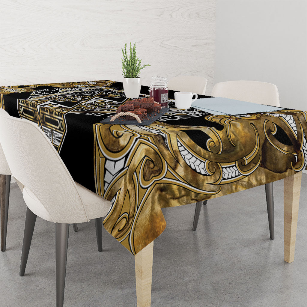 Aotearoa Waikato Tainui Tablecloth Maori Light Gold Tribal Paua Shell Pattern