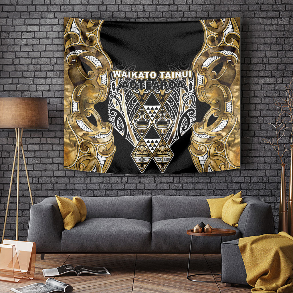 Aotearoa Waikato Tainui Tapestry Maori Light Gold Tribal Paua Shell Pattern