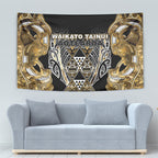 Aotearoa Waikato Tainui Tapestry Maori Light Gold Tribal Paua Shell Pattern