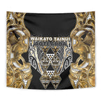 Aotearoa Waikato Tainui Tapestry Maori Light Gold Tribal Paua Shell Pattern