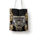 Aotearoa Waikato Tainui Tote Bag Maori Light Gold Tribal Paua Shell Pattern