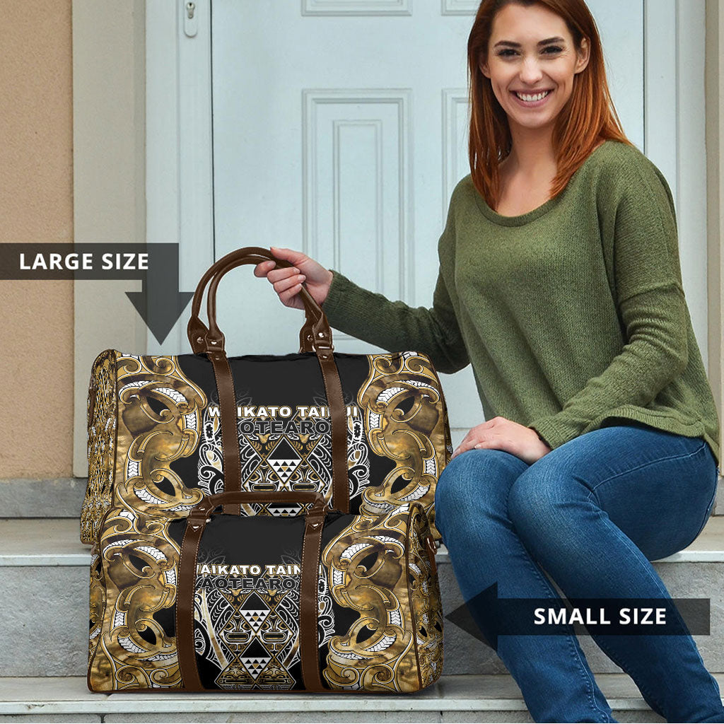 Aotearoa Waikato Tainui Travel Bag Maori Light Gold Tribal Paua Shell Pattern