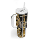 Aotearoa Waikato Tainui Tumbler With Handle Maori Light Gold Tribal Paua Shell Pattern
