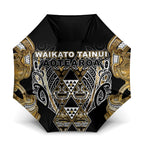 Aotearoa Waikato Tainui Umbrella Maori Light Gold Tribal Paua Shell Pattern