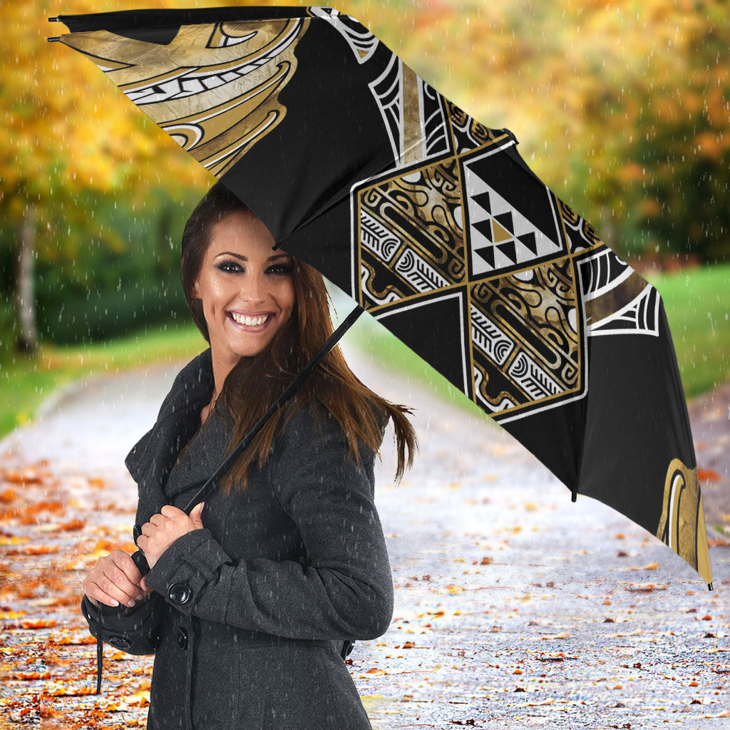 Aotearoa Waikato Tainui Umbrella Maori Light Gold Tribal Paua Shell Pattern
