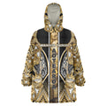 Aotearoa Waikato Tainui Wearable Blanket Hoodie Maori Light Gold Tribal Paua Shell Pattern