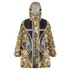 Aotearoa Waikato Tainui Wearable Blanket Hoodie Maori Light Gold Tribal Paua Shell Pattern
