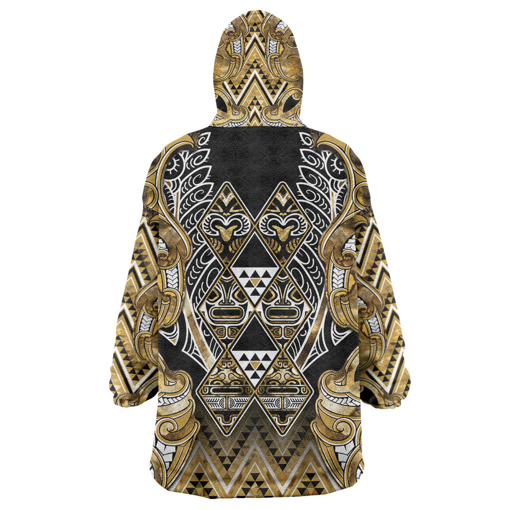 Aotearoa Waikato Tainui Wearable Blanket Hoodie Maori Light Gold Tribal Paua Shell Pattern