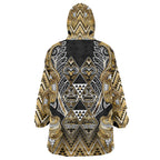 Aotearoa Waikato Tainui Wearable Blanket Hoodie Maori Light Gold Tribal Paua Shell Pattern