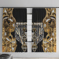 Aotearoa Waikato Tainui Window Curtain Maori Light Gold Tribal Paua Shell Pattern