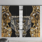 Aotearoa Waikato Tainui Window Curtain Maori Light Gold Tribal Paua Shell Pattern