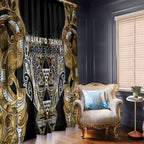 Aotearoa Waikato Tainui Window Curtain Maori Light Gold Tribal Paua Shell Pattern
