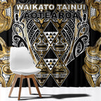 Aotearoa Waikato Tainui Window Curtain Maori Light Gold Tribal Paua Shell Pattern