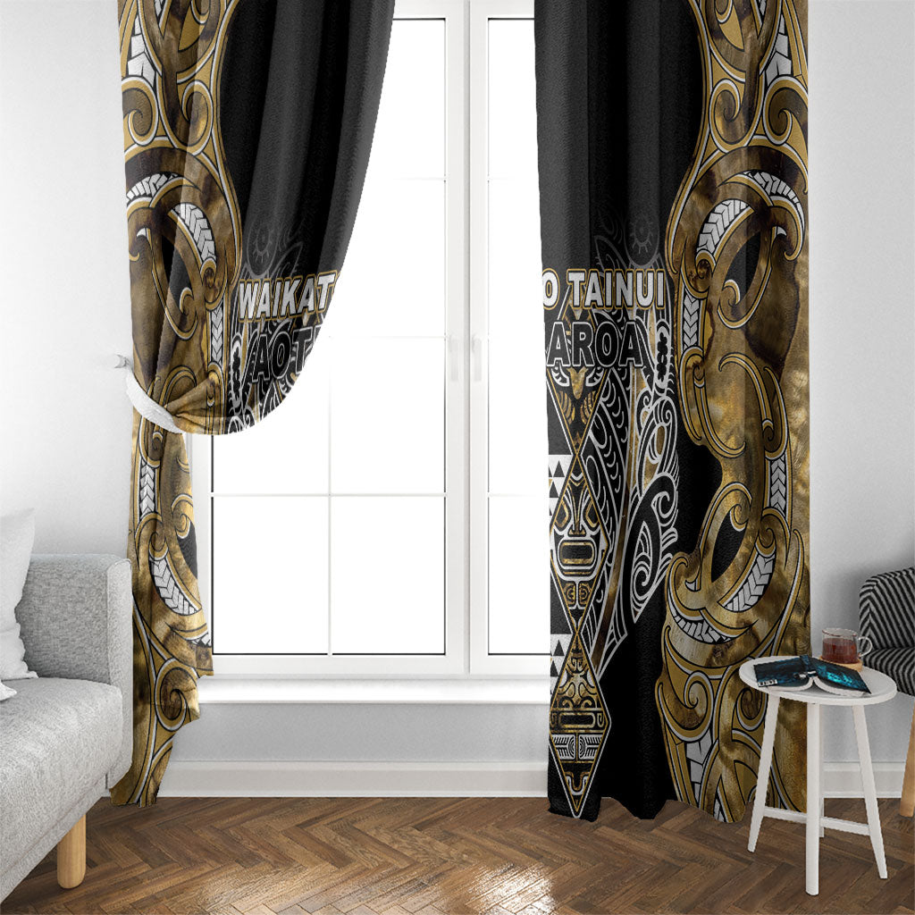 Aotearoa Waikato Tainui Window Curtain Maori Light Gold Tribal Paua Shell Pattern
