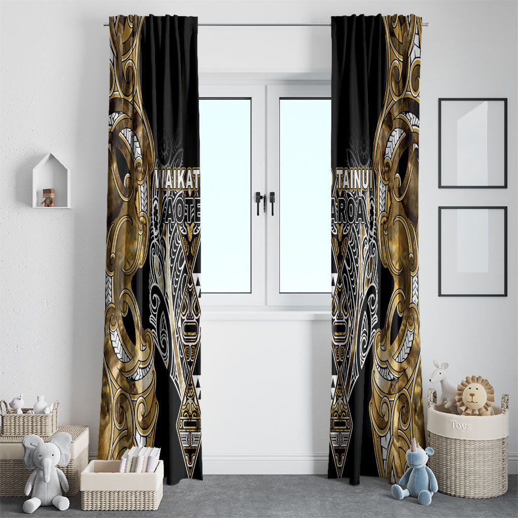 Aotearoa Waikato Tainui Window Curtain Maori Light Gold Tribal Paua Shell Pattern