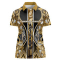 Aotearoa Waikato Tainui Women Polo Shirt Maori Light Gold Tribal Paua Shell Pattern