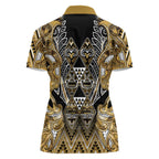 Aotearoa Waikato Tainui Women Polo Shirt Maori Light Gold Tribal Paua Shell Pattern