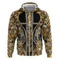 Aotearoa Waikato Tainui Zip Hoodie Maori Light Gold Tribal Paua Shell Pattern