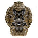 Aotearoa Waikato Tainui Zip Hoodie Maori Light Gold Tribal Paua Shell Pattern