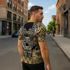 Aotearoa Waikato Tainui Zipper Polo Shirt Maori Light Gold Tribal Paua Shell Pattern